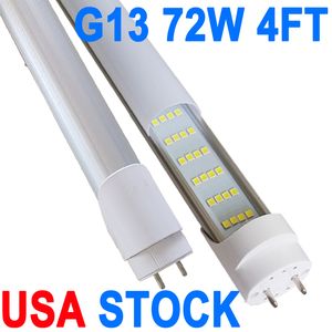 T8 4ft LED Tüp Işık Değiştirme 6500K G13 72W 4 Sıra Gün Işığı Beyaz (Bypass Balast) 150W Eşdeğeri, 7200 Lümen, Çift Uçlu Süttuklu Kapak AC 85-277V CRESTECH