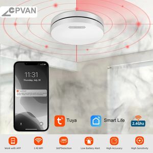 CPVAN Tuya Smart WiFi Smoke Detector and Carbon Monoxide Detector Home Security System Wireless Fire Detector Smoke Co Alarm 240219