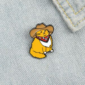 Desenhos animados criativo ocidental cowboy estilo pulseira estúpido e bonito pequeno gato amarelo roupas pintadas emblema