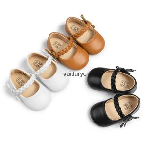 First Walkers New Baby Girl Shoes Classic Bowknot Rubber Sole Anti-Slip Pu Newborn Dress Walker Toddlerh24229
