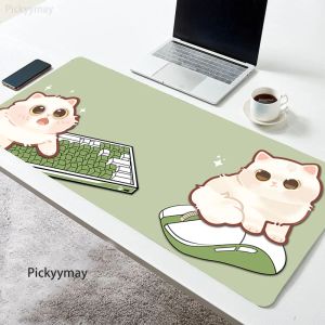 Pedler büyük fare ped 100x50cm büyük bilgisayar mousepadleri Matcha yeşil mousepad büyük klavye paspas oyuncusu fare pedleri sevimli kedi masa