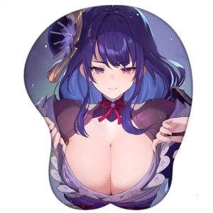 Rests Stormpike 3d Mouse Pad with Wrist Rest Genshin Impact Raiden Shogun Soft Silicone Sexy Girl Anime Girl Big Oppai Mouse Pad