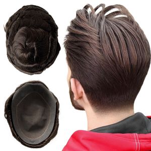 Sistema de cabelo humano virgem malaio, 6 polegadas, cor marrom, 2 #8x10, unidade masculina, renda completa com peruca de perímetro pu, para homens asiáticos