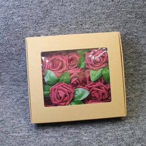 25st/box pe skum rosblommor huvud med blad hem bröllop dekoration konstgjorda blommor diy brud bukett simulering blomma för