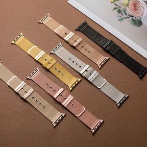 Designer Milanese Loop Strap For Apple Watch Ultra 49mm band 8 7 41mm 45mm 44mm 40mm 42mm 38mm Gold stainless steel bracelet Fit iwatch series 6 4 3 5 se designerXV2BXV2B