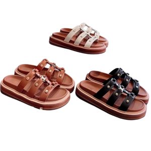 Romanesque sandals tasman Slippers TIPPI Summer beach brown gladiator Arc de woman Leather Mules Sliders Designer shoes Flat heel black