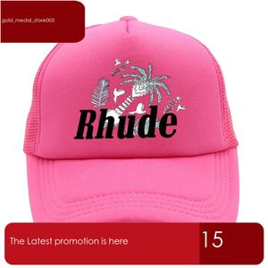 Rhude Hat Green Mesh Patchwork Ba​​seball Cap Men Men Embroidery Unisex Rhude Collection