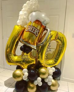 65 pezzi palloncini foil numero oro set big size saluti boccale di birra tazza Globos 18 20 25 30 40 anni decorazioni per feste di compleanno forniture 240220