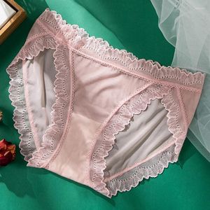 Mutandine da donna Biancheria intima da donna in pizzo sexy Cavallo in cotone Slip per ragazze Vita bassa Mutande trasparenti Lingerie femminile senza cuciture L XL