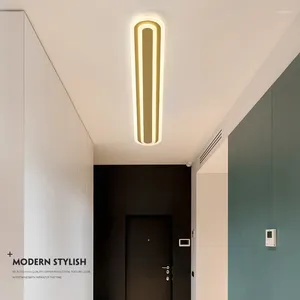 Chandeliers Nordic LED Strip Modern Minimalist Line Bright Bedroom Ceiling Decoration Lamp Aisle Balcony Gold Decor Chandelier