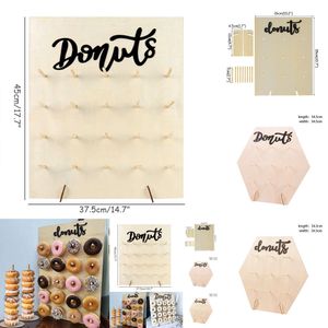 New New DIY Wooden Wall Rustic Wedding Decoration Table Donut Decor Baby Shower Anniversary Birthday Event Party Favor