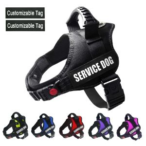 Arnês Reflexivo Nylon Pet Dog Harness All Weather Service Dog Colete Acolchoado Ajustável Segurança Vehicular Chumbo Para Cão Grande Médio Pequeno