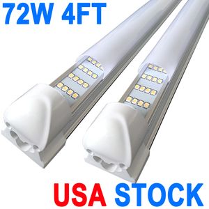 LED Shop Light 4Ft, 72W LED Tube Light Fixture, 4 foot Milky Cover Pure White 6000K, 4-Rows Integrated Fixture for Cooler Door Lighting 25Pack 4Ft Lamp crestech