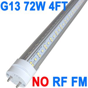 T8 G13 4ft Led Tube Light Replacement 6500k 2Pin 72W Daylight (Bypass Ballast) 150W Equivalent, 7200 Lumen, Dual-End Powered Clear Cover AC 85-277V Barn Cabinet crestech