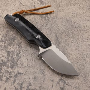 Coltello dritto di sopravvivenza di fascia alta di alta qualità D2 Lama a punta di goccia satinata Manico in fibra di carbonio con linguetta completa Escursione di campeggio esterna Coltelli a lama fissa con Kydex