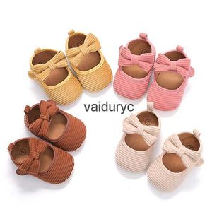 First Walkers 2023 Newborns Baby Shoes Cotton Rubber Sole Non-slip Butterfly Knot Girl Crib MoccasinsH24229