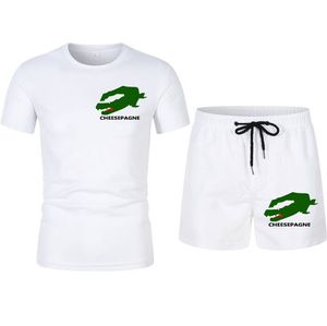 2024 Men's new summer quick dry beach casual short sleeve shorts 2 sets of beach sportswear shorts sportswear clothing