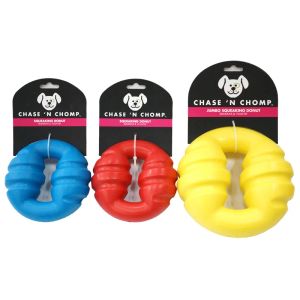 Toys Caitec Dog Toys Squeaking Donut Springy och floable bra för att kasta och jaga 2 storlekar