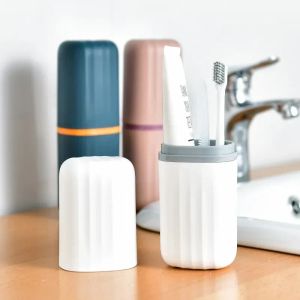 Tumblers Stand Badrumsarrangör Holder Rakbox Tandkräm Portable Camping Brush Cup Case Tandborste Resetillbehör utomhus