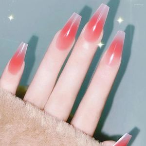 False Nails 1 Bag Gradient Wearing Nail Blush Handmade Natural Perfect Fitting Trace-less Fake For Curvature