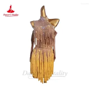 Stage Wear Latin Dance Competiton Dress Custom Adult Children Rumba Chacha Tango Performance Professional Costume Child Dresses