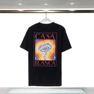 Designer Tees Rainbow Cogumelo Carta Imprimir Manga Curta Tops Algodão Solto Homens Mulheres Camisa