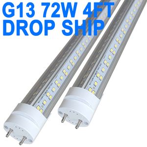 T8 T10 T12 4ft LED -ljusrör - 72W 48 tum LED -fluorescerande rörbyte, 120W motsvarande, 7200 lm, 6500k Cool White, Ballast Bypass, Two Pin G13 Base Crestech