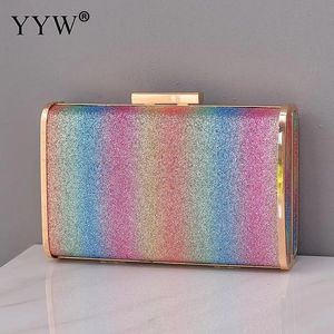 Mehrfarbige Pailletten-Hochzeitsparty-Taschen, Damen-Abendhandtasche, Box-Kupplungen, Mädchen-Luxus-Glitzer-Umhängetasche, Regenbogen-Clutch-Geldbörse 240223