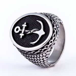 Moda Punk Gioielli in acciaio inossidabile 316l Knuckles Anchor Anelli da uomo per uomo Titanium Biker Anello con teschio in argento Men299a