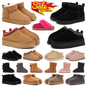 Plataforma Botas de Inverno Botas de Designer para Mulher Chinelos Pele de Castanha Furry Slides Mens Mulheres Ultra Mini Curto Slip-on Tornozelo Bota de Neve Slider Ughs House Slipper