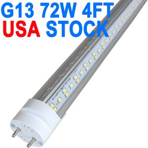 4 stopy T8 Rurka LED Light 72W G13 Podstawa 6500K Światło dzienne białe, wymagane obwodnictwo balastowe, podwójne zasilane światła żarówki LED, 7200 lumenów, Crestech z przezroczystego pokrycia