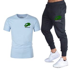 New summer men's brand printed sportswear suit Fashion short-sleeved T-shirt trousers suit men jogging casual sportswear suit