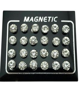 Stud REGELIN 12 Pairlot 4567mm Round Crystal Rhinestone Magnet Earring Puck Women Mens Magnetic Fake Ear Plug Jewelry6616900