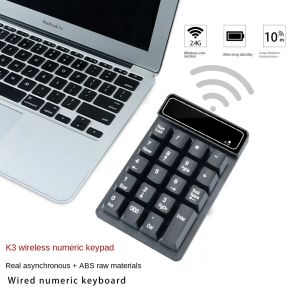Klawiatury 2.4G Bezprzewodowy numer USB Klawiatura Bluetooth z cyfrowym wyświetlaczem do ładowania mini 19 klawiszów Numeric Smart Keypad Supplies