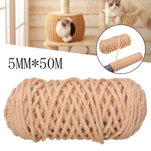 Skrapare Ersättning Sisal Rope för Pet Cat Scratching Post Claw Care Toy Reparation Traditionell bearbetning av skrivbord Ben Bindande rep