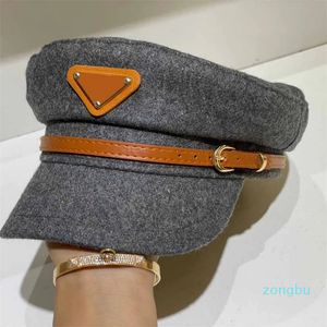 Boina triangular invertida simples e elegante, chapéu de lã respirável de cor sólida, outono inverno, quente, octogonal, leve, algodão, boné naval