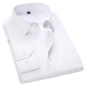 4xl 5xl 6xl 7xl 8xl stor storlek Mens Business Casual Long Sleeved Shirt White Blue Black Smart Male Social Dress Shirts For Plus 230226