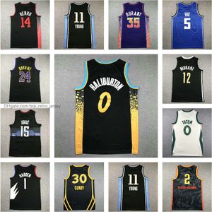 2024 Maglia da basket giovanile da uomo Tyrese Haliburton 6 JaMes Stephen Curry Durant Butler Embiid Antetokounmpo Booker Kids New City Version Maglie