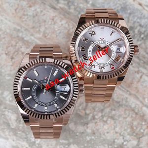 4 colors luxury mens watches master Sky-D 326935 M326935 326934 326938 rose gold case fluted bezel rhodium dial mechanical automat212T