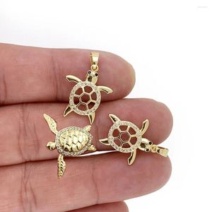 Pendant Necklaces Cute Summer Sea Turtle Necklace CZ Zircon Gold Plated Animal Tortoise Accessories Hip Hop Party Gift Jewelry Making