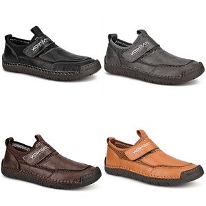 plus size mesh leather casual shoes black dark brown yellow grey mens business shoes breathable sports sneakers GAI