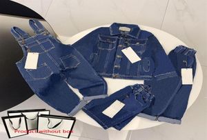 Crianças conjuntos de roupas menina menino denim jaqueta outwear topo jeans casaco moda clássico macacão shorts calças do bebê jaqueta 4 estilos chil1279502