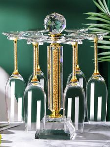 Europe Crystal Gold Foil Champagne Cup Rotating Wine Rack Creative Goblet Wine Cup Gift Cup High-Grade Home Decor Accessories 240223
