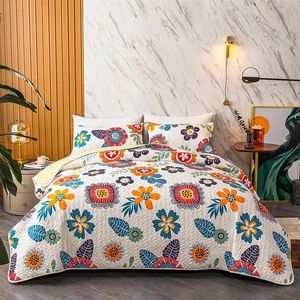 Moda cama acolchoada colcha floral impressão retalhos colcha verão colcha cobertor cubrecam capa de cama colcha sem fronha 240227