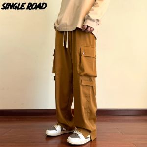 Pantaloni Single Road Mens Pantaloni cargo da uomo 2023 Y2K Tasche laterali Hip Hop Pantaloni larghi Pantaloni streetwear giapponese Harajuku Pantaloni casual maschili