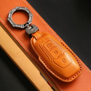 Car Key Case Cover Fob Shell Holder for Ford Focus 3 4 ST Mondeo 5 MK5 Mustang F-150 Explorer Edge Fiesta Kuga MK3 Real Leather