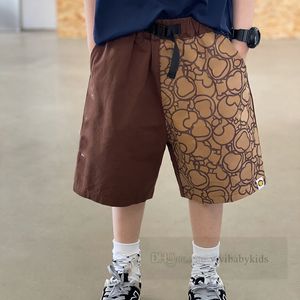 Fashion boys cartoon letter printed shorts kids patchwork color half shorts 2024 spring children casual short pants Z6884