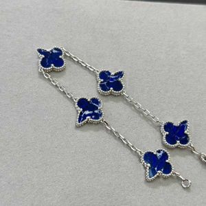 Designer Jewelry Luxury Bracelet VanCA V Gold Lucky Five Flower Four Leaf Pure Silver Stone Blue Flower Personalized