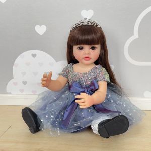 Puppen npk 22inch Ganzkörper stehend Kleinkind Girl Puppe Reborn Prinzessin Betty Lange Haare in Kleid weiche kuschelige Körpergeschenke für