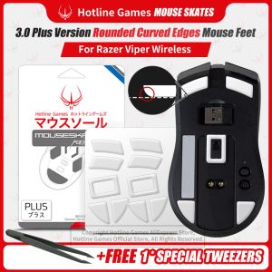 Ratos 2 conjuntos hotline jogos 3.0 mais bordas curvas arredondadas mouse patins para razer viiper final gaming mouse pés almofada substituição